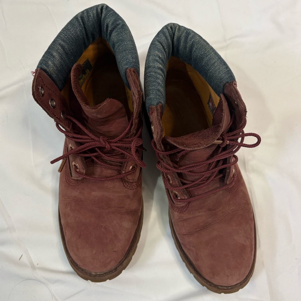Timberland Premium 6 inch Boots Burgundy Women’s 8 Waterproof Classic Lace-up - Picture 5 of 10